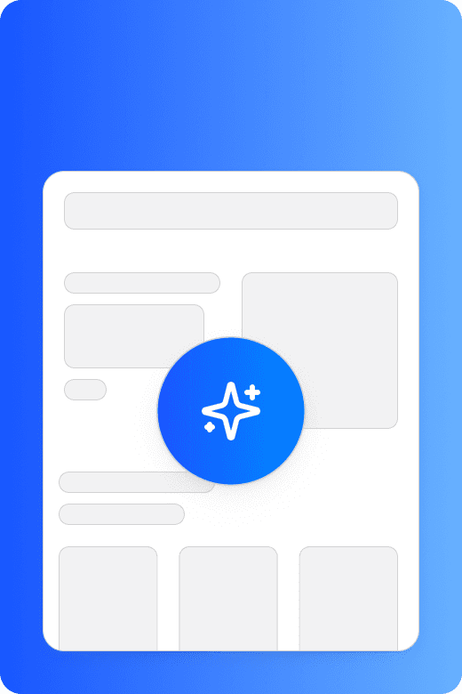Website wireframe with AI sparkles