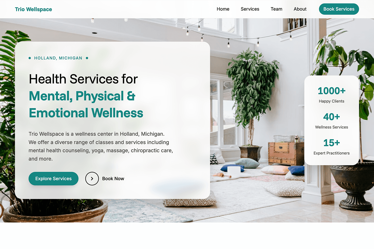 Yoga studio landing page