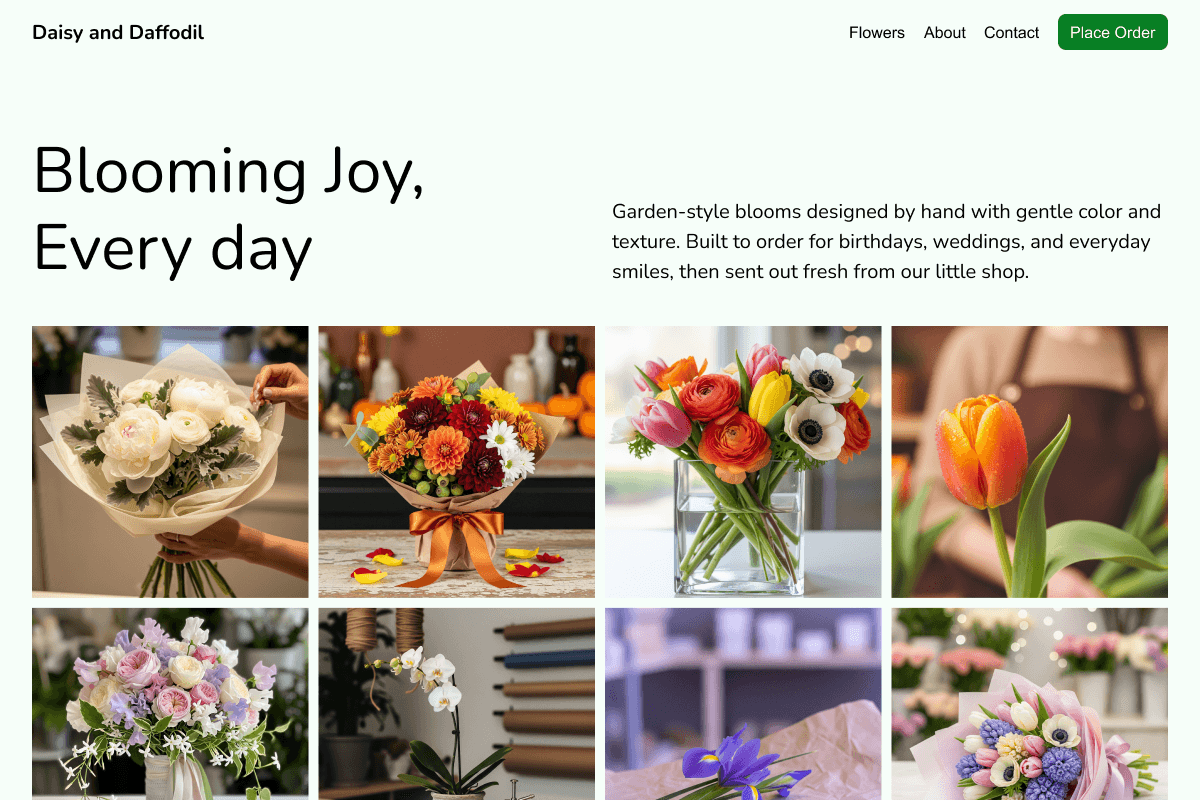 Flower shop landing page
